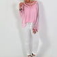 Silk Tunic with Crochet Neckline - Pink