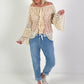 Lace tunic with ruffles - beige