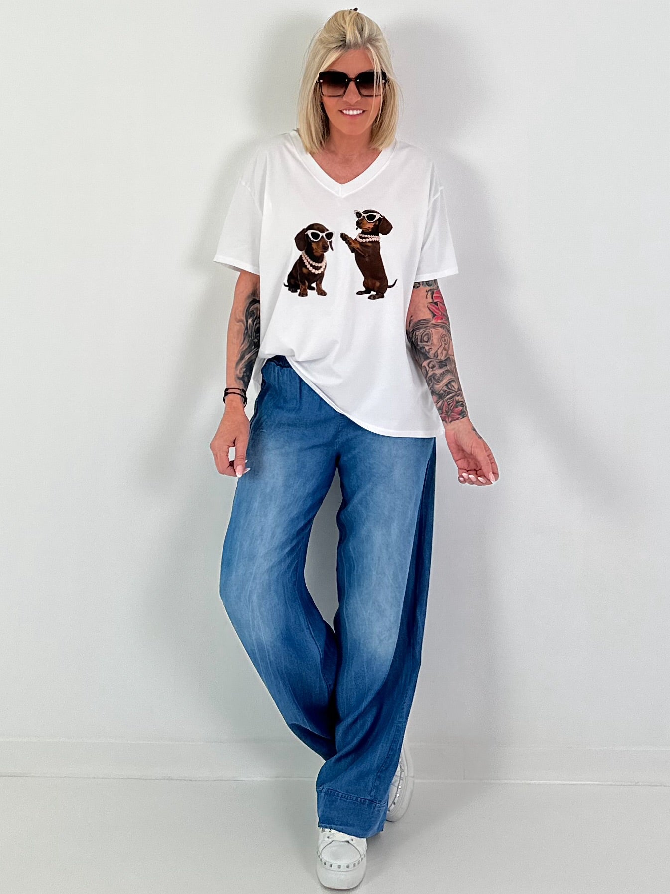 T-Shirt Dachshund - white
