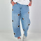 Jeans with large eyelets - denim