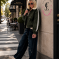 Stylish pilot jacket in leather look - olive