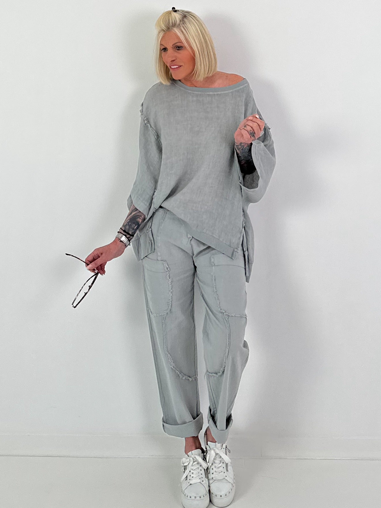 Oversized Linen Shirt - Grey