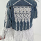 Boho Jeansjacke mit besonderen  Details - denim-weiss