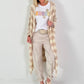 Cotton knit coat with stripes - beige-cream