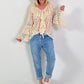 Lace tunic with ruffles - beige