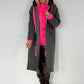 Coat in teddy curl look with neon accents - anthracite