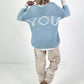 Pullover Hey You - hellblau-weiss