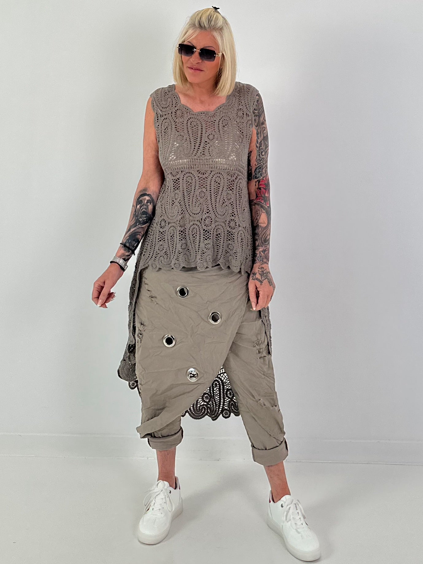 Ibiza Crochet Shirt - taupe