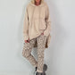 Casual long hoodie with thumbhole - beige