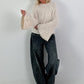 Weicher Pullover mit stylischen Trompetenärmeln - beige