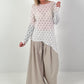 Asymmetrisches Spitzenshirt mit Muster - weiss