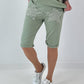 Sweat Short mit Häkelstern und  Nieten - khaki