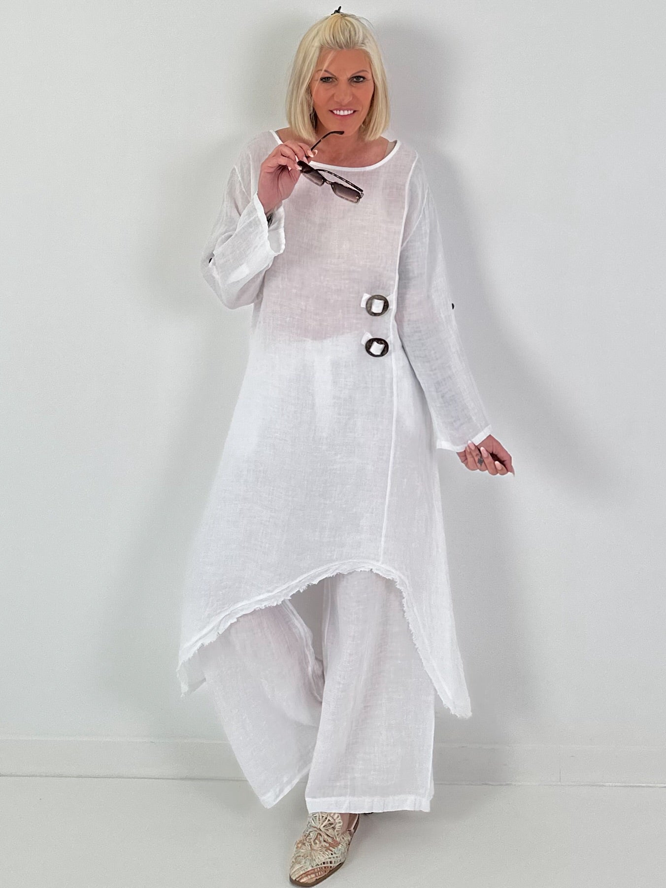 Two-piece linen set - white