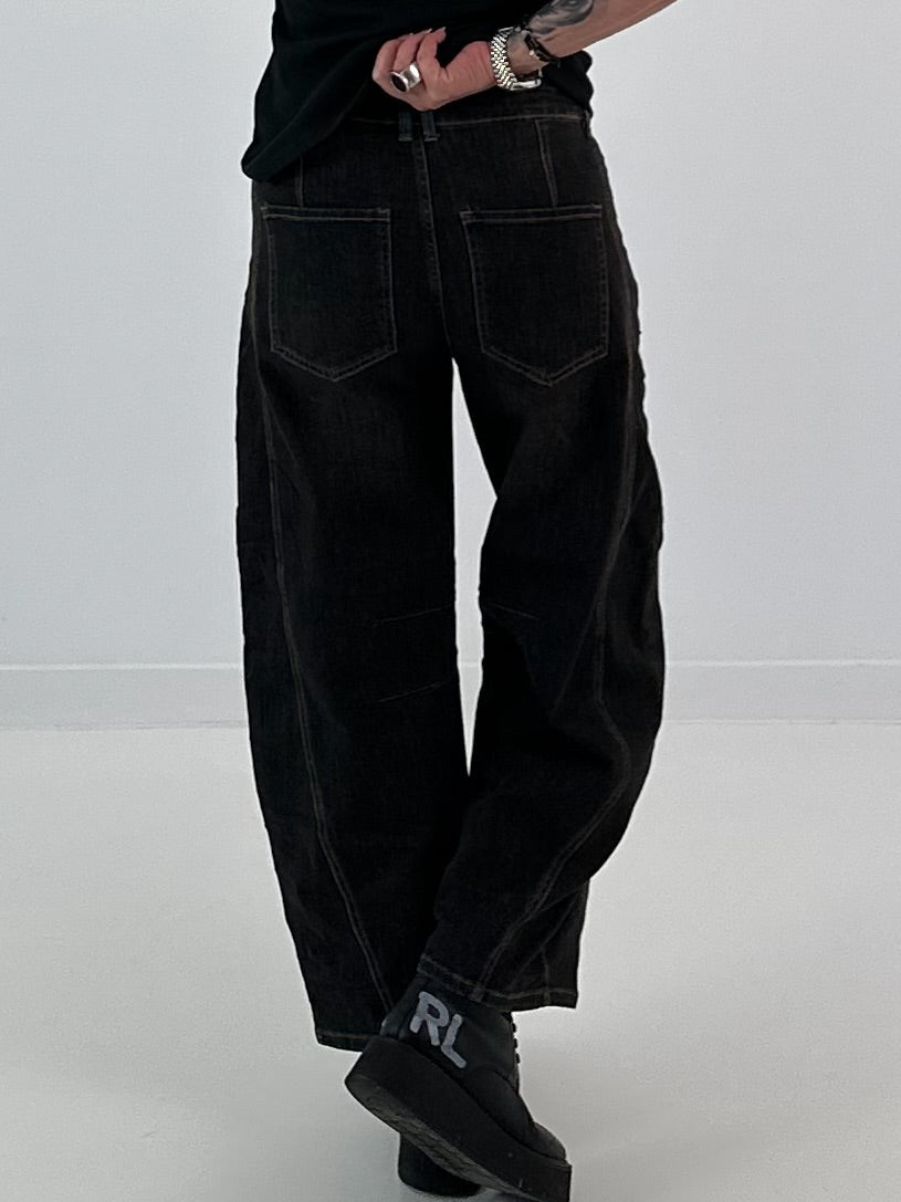 Ballon Jeans broek met leuke details - denim-zwart