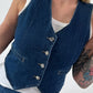 Denim vest with silver buttons