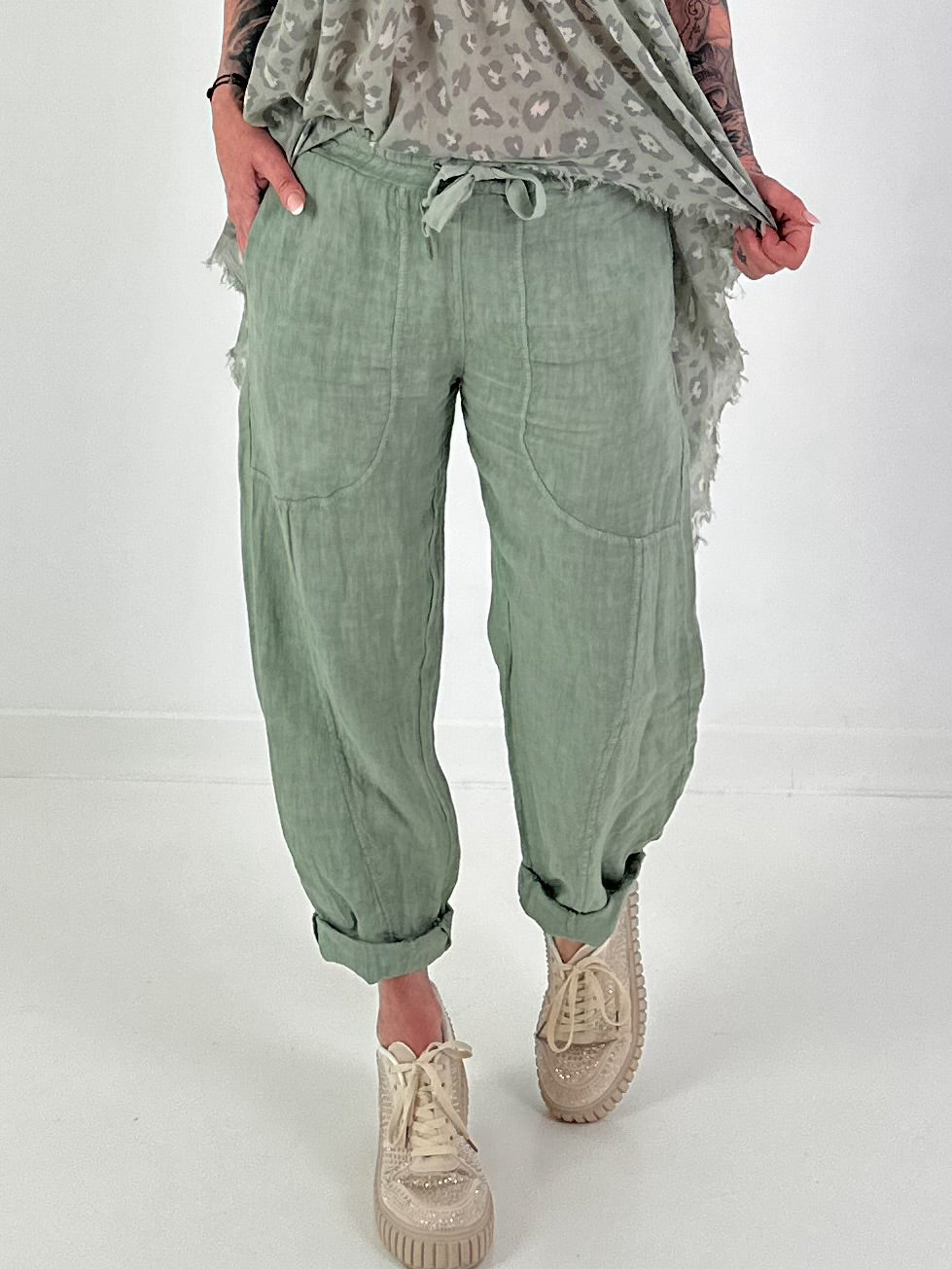 Linen trousers - khaki