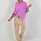 Gebreide trui met korte mouwen - lila
