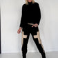 Sweathose im Materialmix - schwarz-beige