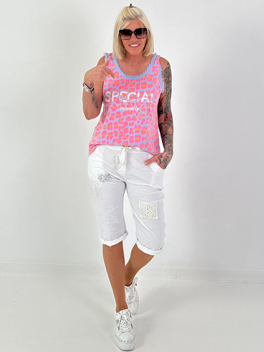 Leo Tanktop with Rhinestone Details - light blue multi-coloured