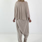 Oversized Strick Shirt mit Statement Print - beige