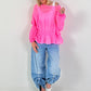 Tunic with flounce hem - neon pink