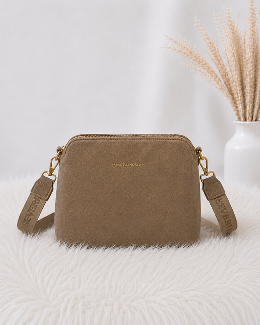 Crossbody-Bag in Wildleder-Optik - taupe