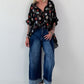 Lightweight oversized patterned blouse - black-multi-coloured