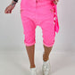 Kurze Baggy mit Zipper Details - neonpink