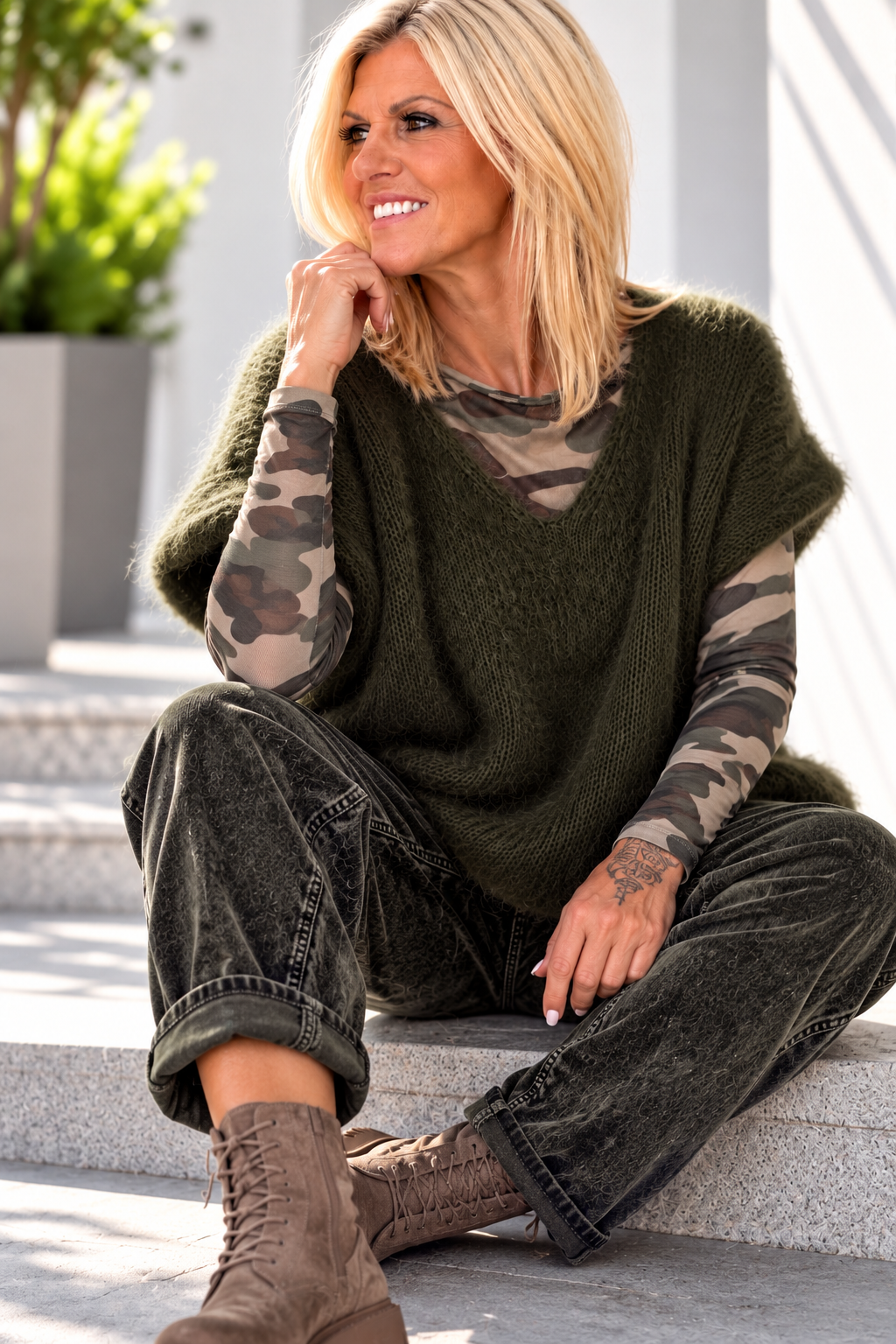 Fluffy turtleneck - olive