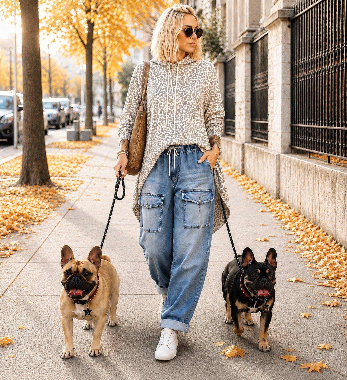 Lässiger Leo Long Hoodie mit Daumenloch - beige
