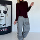 Basic Rollkragenpullover - burgundi