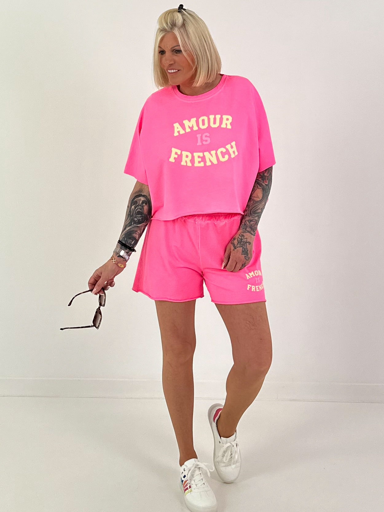 Two-piece set Amour - neon pink