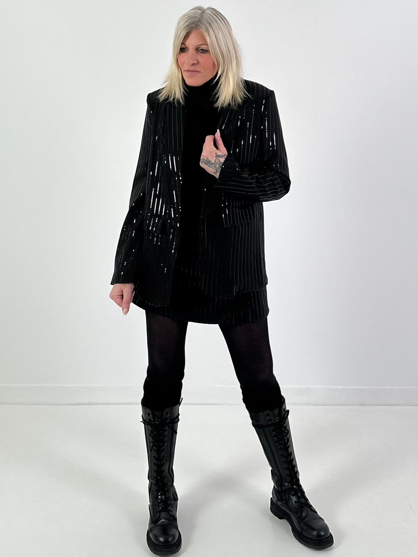 Blazer Modell "Midnight Sparkle" - schwarz-schwarze Pailletten