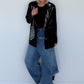 Oversized Blazer mit Denim- und Kettenelementen - schwarz