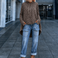 Lässiger Leo Long Hoodie mit Daumenloch  - mokka