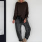 Shirt mit gerafftem Arm - mokka