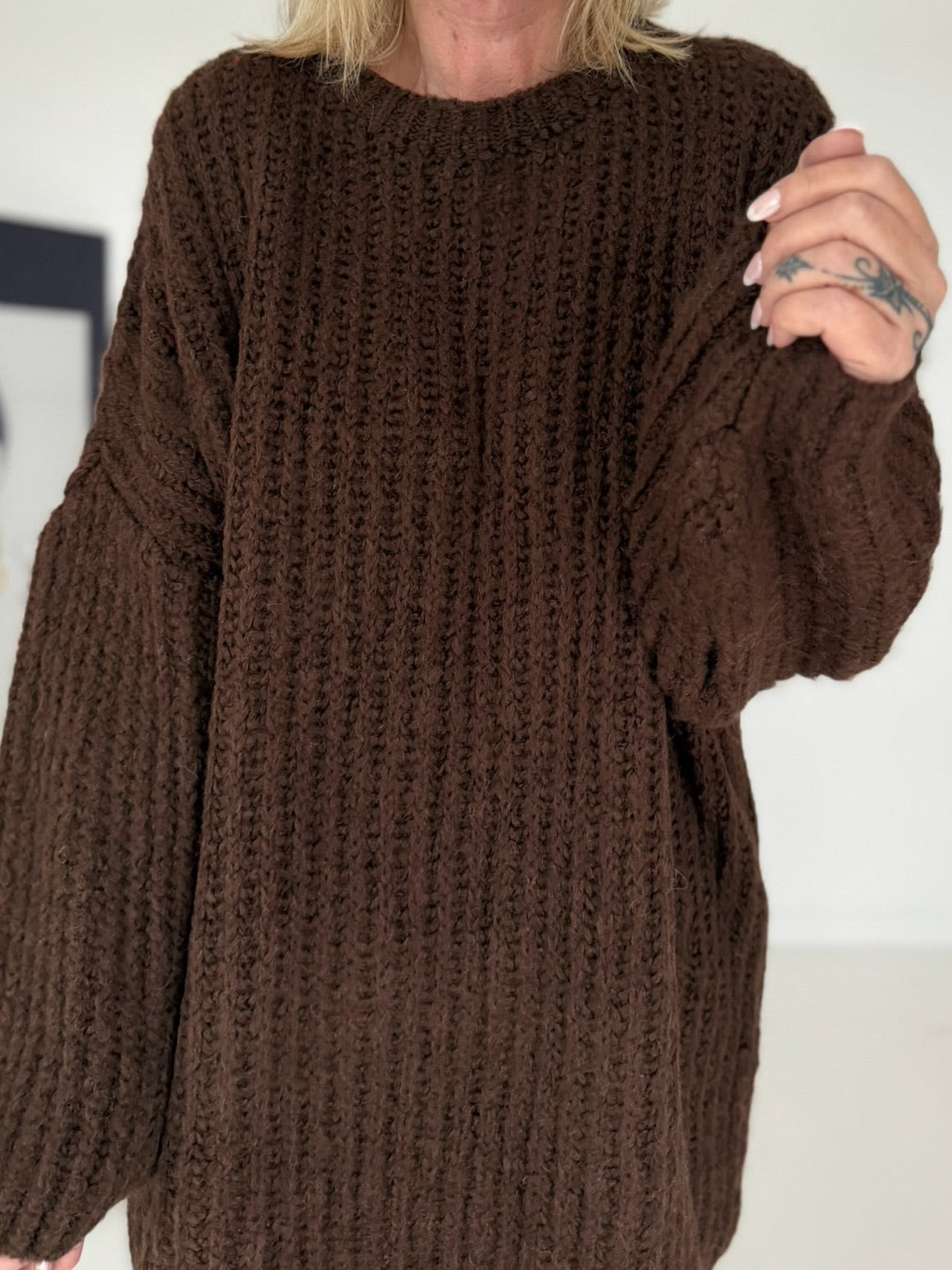 Rippstrickpullover -chocolate