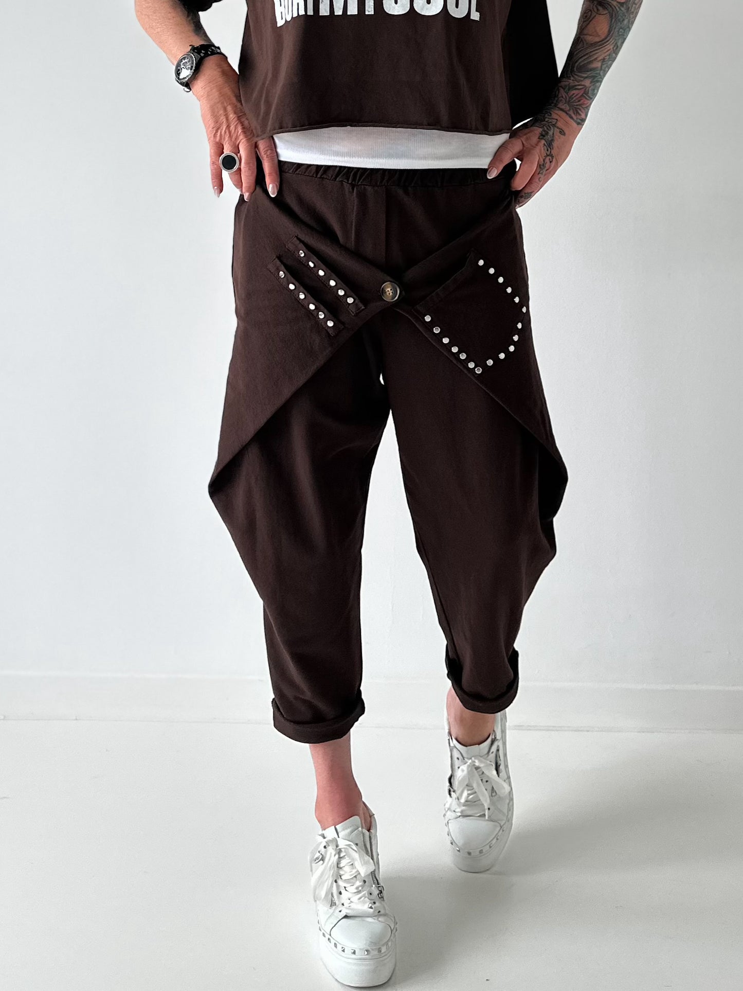 Sweatshirt Hose mit lässigen Details - schoko