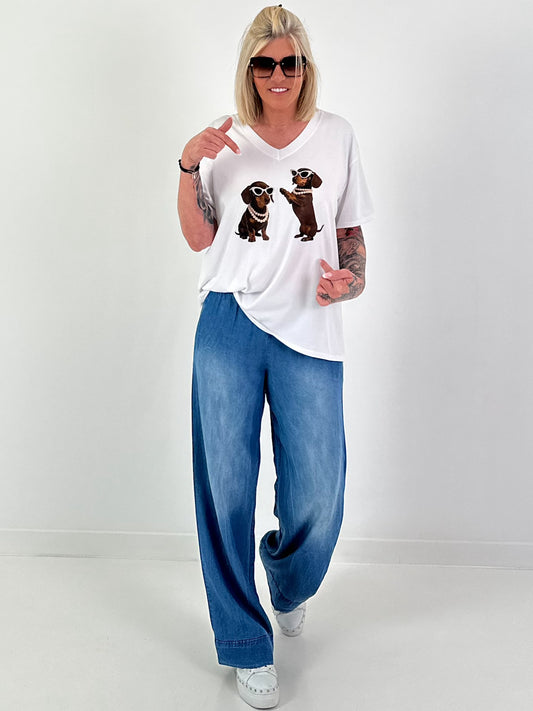 T-Shirt Dackel - weiss