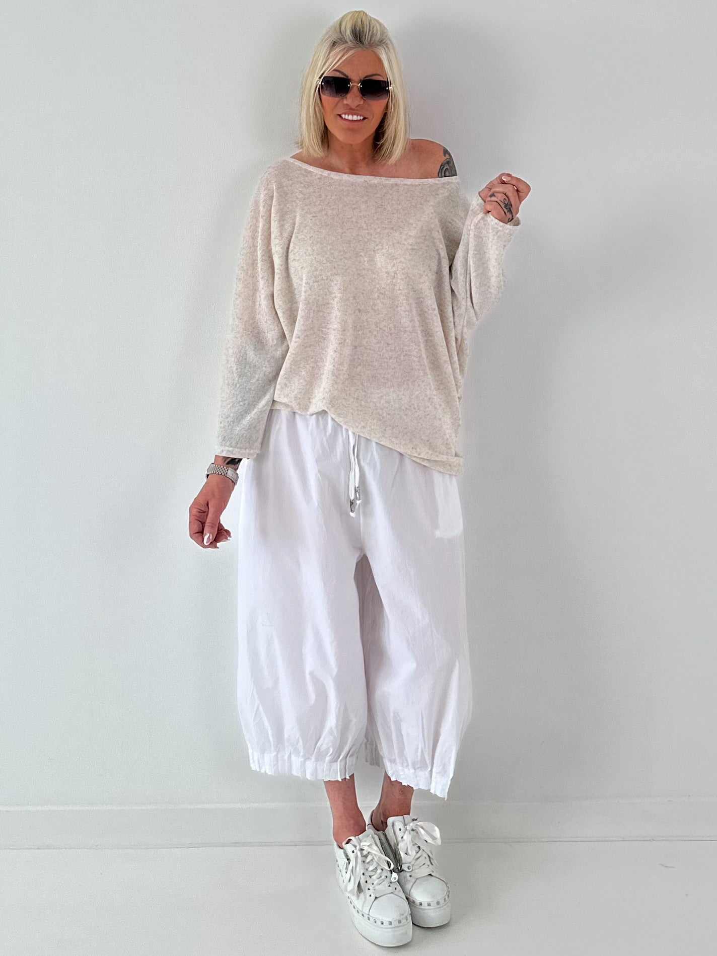 Leichter Oversized Pullover - beige