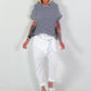 T-Shirt mit Kapuze und Streifenmuster - dunkelblau-weiss