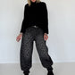 Jeans-Pumphose im Allover-Leoprint mit Gürtel - used-black ( lieferbar ab ca.09.10.26)