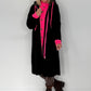 Coat with teddy curl look and neon accents - black