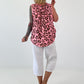 Striped top with ruffled collar - taupe-dark brown