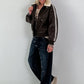 Stylish pilot jacket in a leather look - mocha