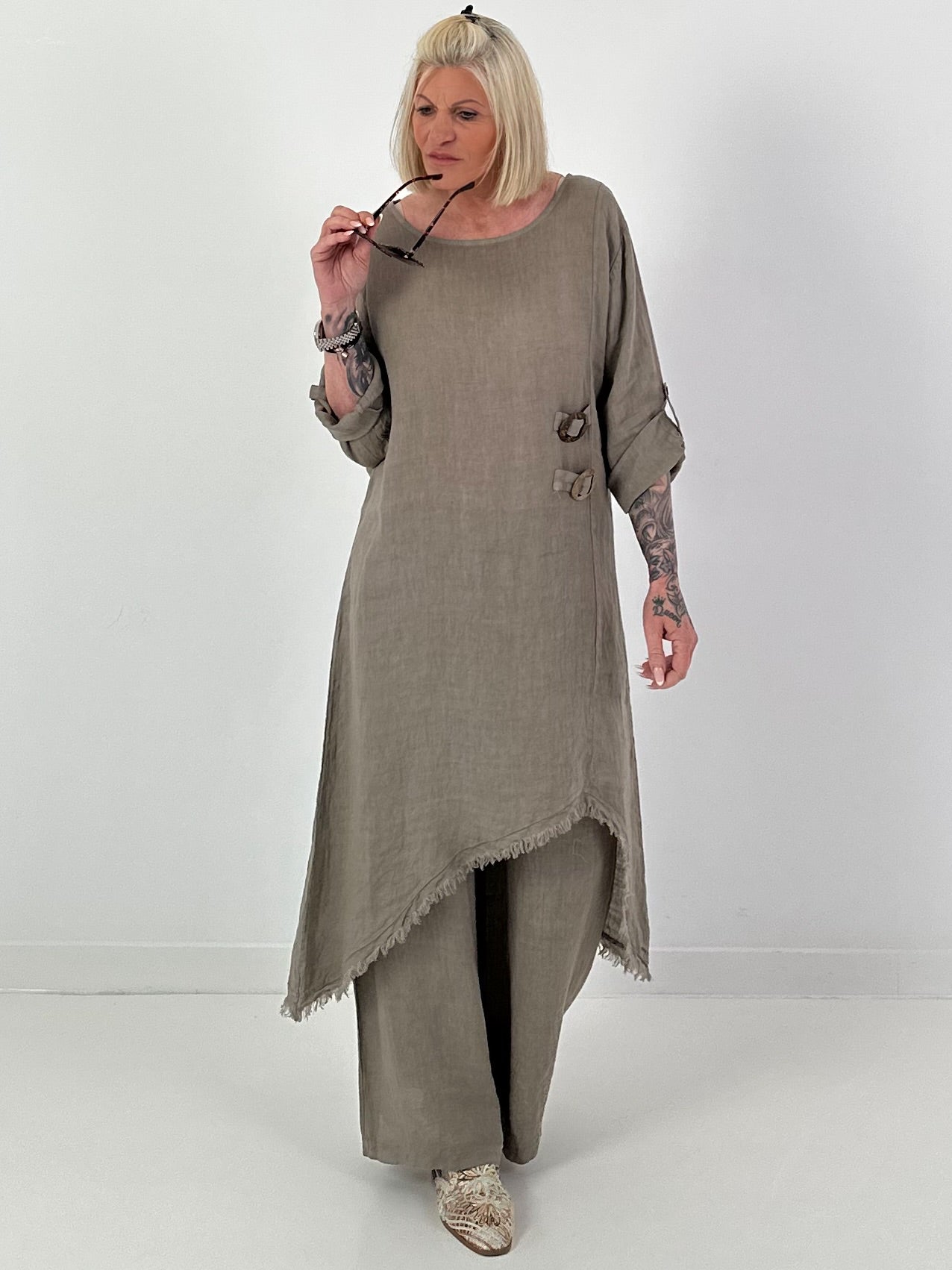 Two-piece linen set - taupe