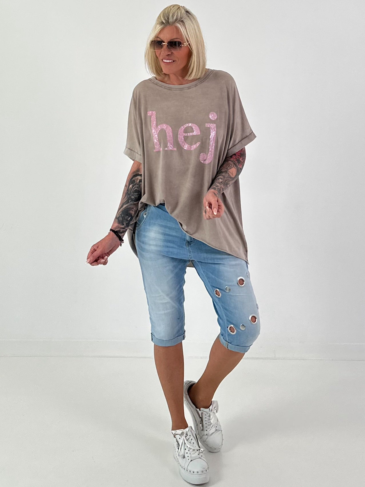 T-shirt Hej - taupe