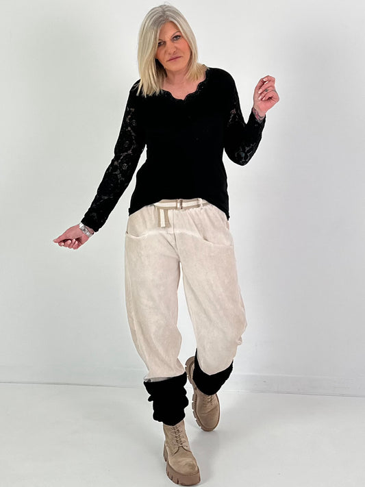 Shirt mit Spitze - schwarz