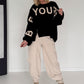 Sweater mit Strickeinsätzen - schwarz