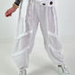 Ballon Leinen Hose mit Fransen Details - weiss